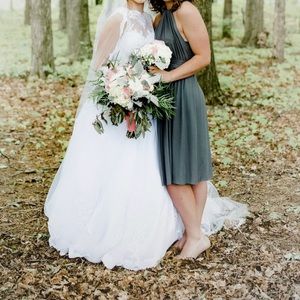 Grey wrap around dress — multiple styles